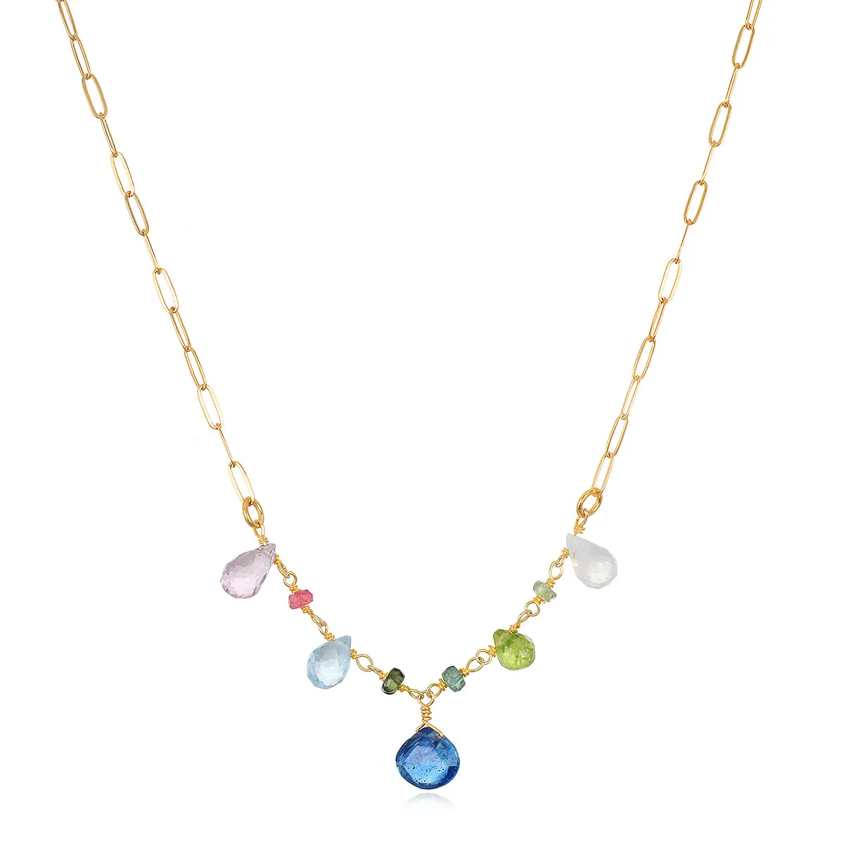 Wildflower Paperclip Necklace-Kyanite sold by Amelia Rose Design