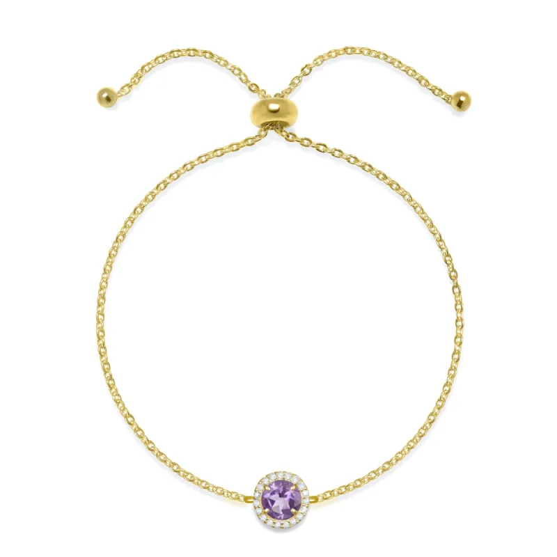 Birthstone & Diamond Bracelet- February Amethyst made by Amelia Rose Design