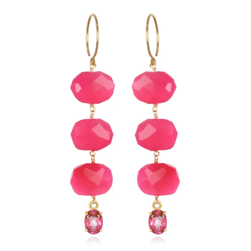 Fuchsia Chalcedony & Pink Topaz Dangle Earrings sold by Amelia Rose Design