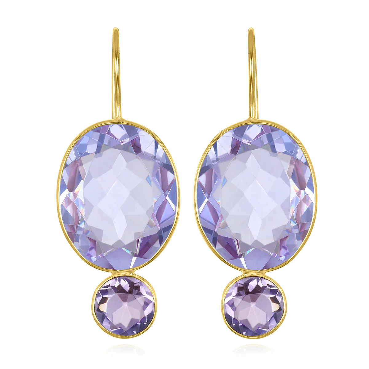 Valencia Grand Oval Earring-Lilac Gold sold by Amelia Rose Design