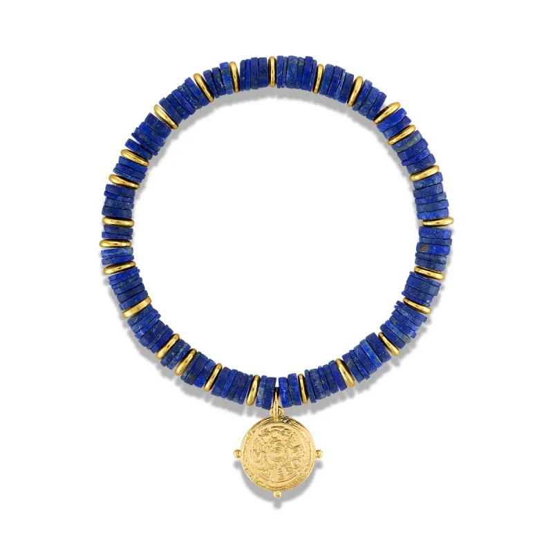 Heishi Charm Bracelet - Lapis sold by Amelia Rose Design