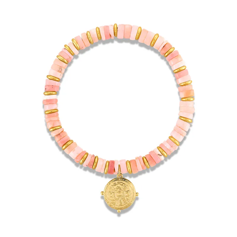 Heishi Charm Bracelet - Pink Opal sold by Amelia Rose Design