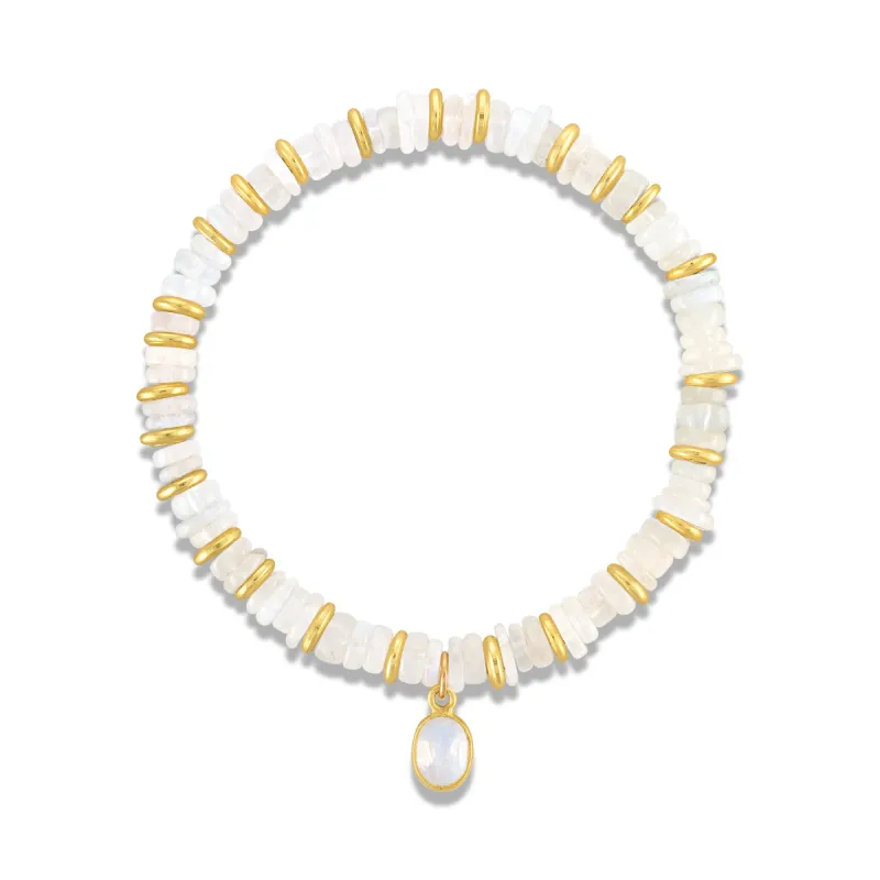 Heishi Gem Bracelet - Rainbow Moonstone sold by Amelia Rose Design