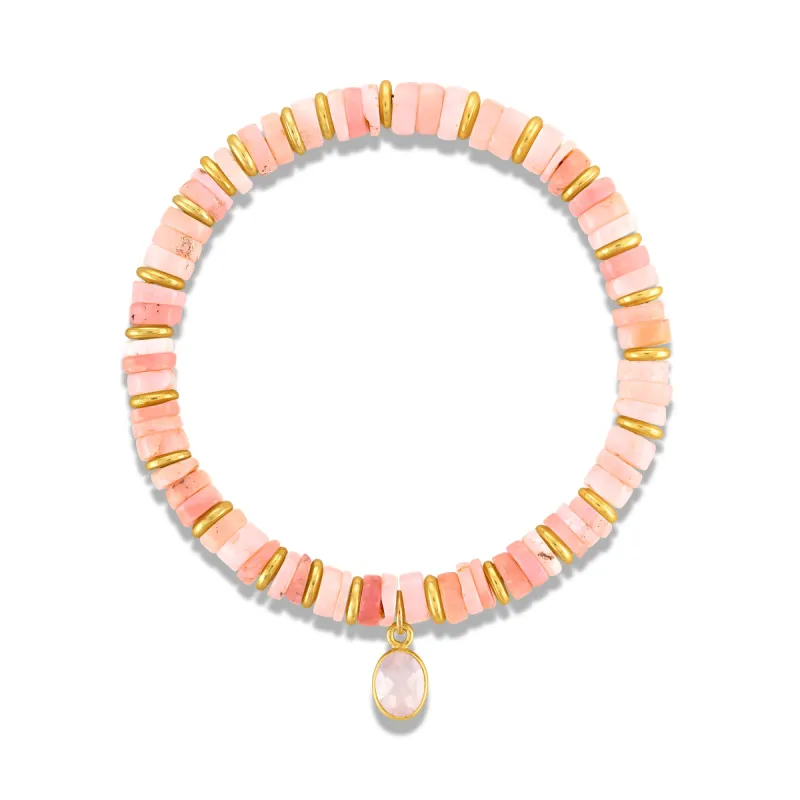 Heishi Gem Bracelet - Pink Opal sold by Amelia Rose Design