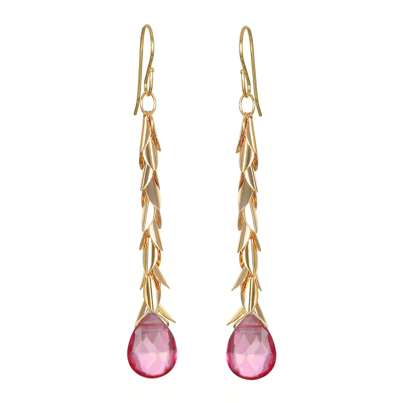 New! Leaf Dangles - Pink Topaz sold by Amelia Rose Design