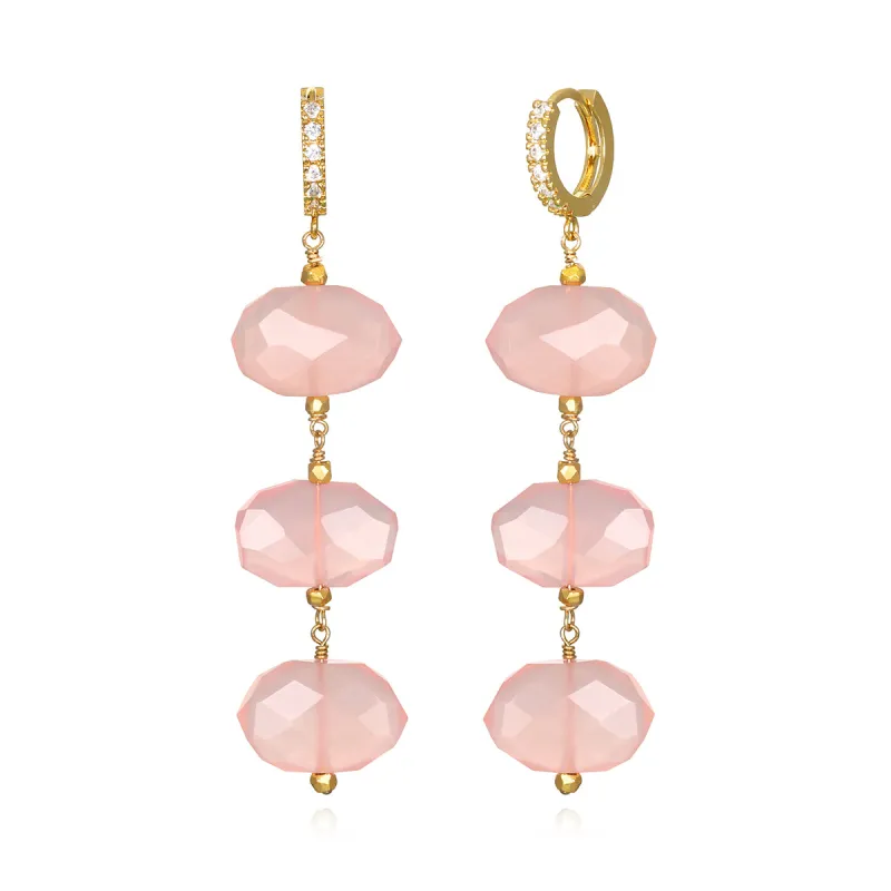 Pink Chalcedony Sparkle Huggies sold by Amelia Rose Design