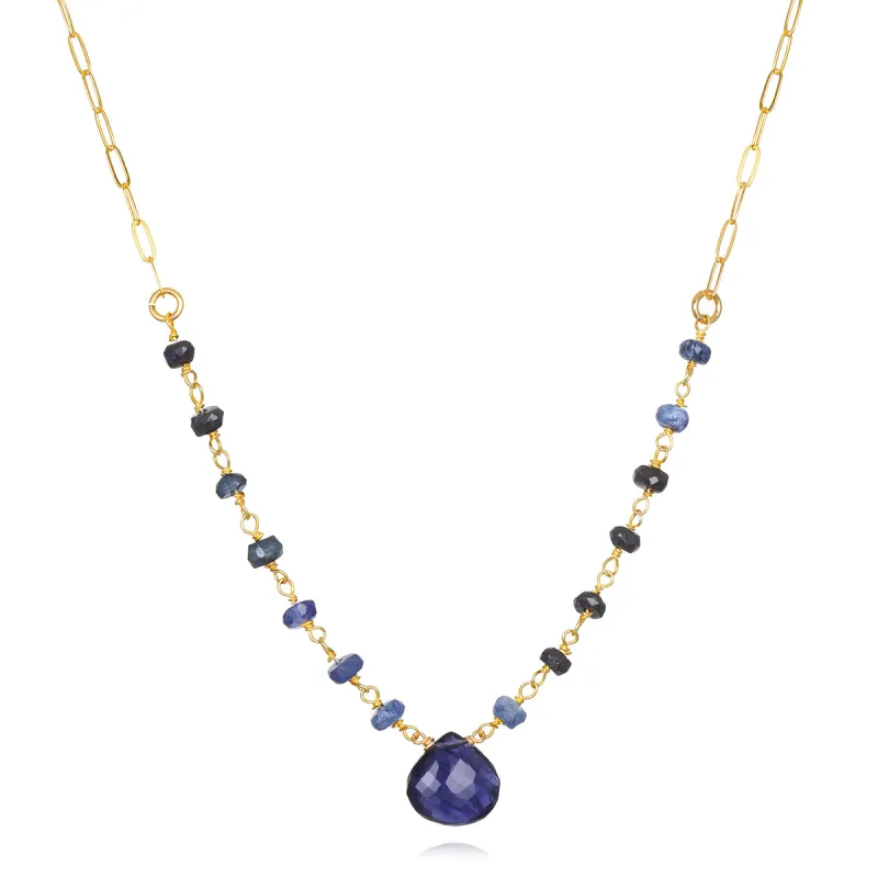 Iolite & Sapphire Paperclip Necklace sold by Amelia Rose Design