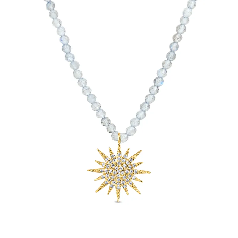 New! Gemstone Sunburst Rainbow Necklace - Labradorite sold by Amelia Rose Design