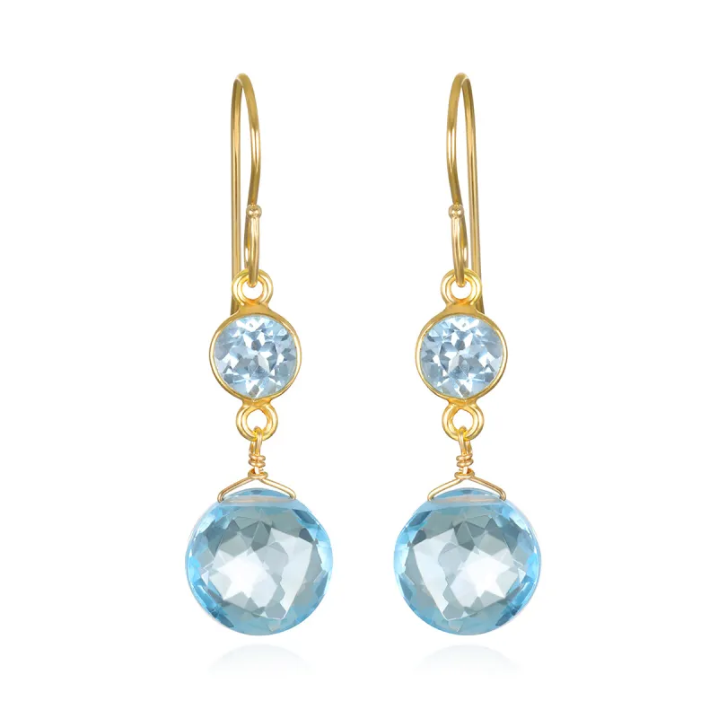 Sky Blue Topaz Bezel Coin Dangles sold by Amelia Rose Design