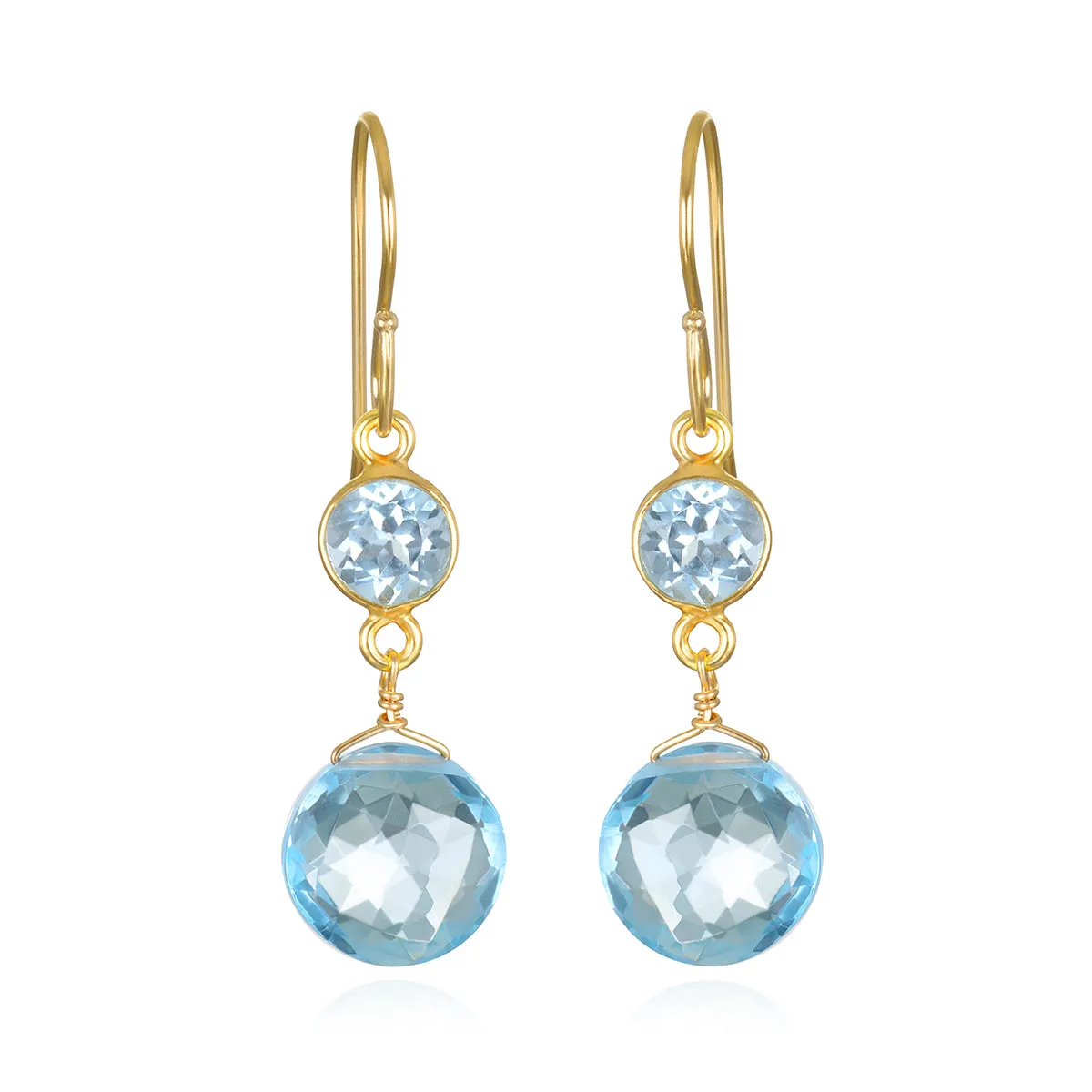 Sky Blue Topaz Bezel Coin Dangles sold by Amelia Rose Design