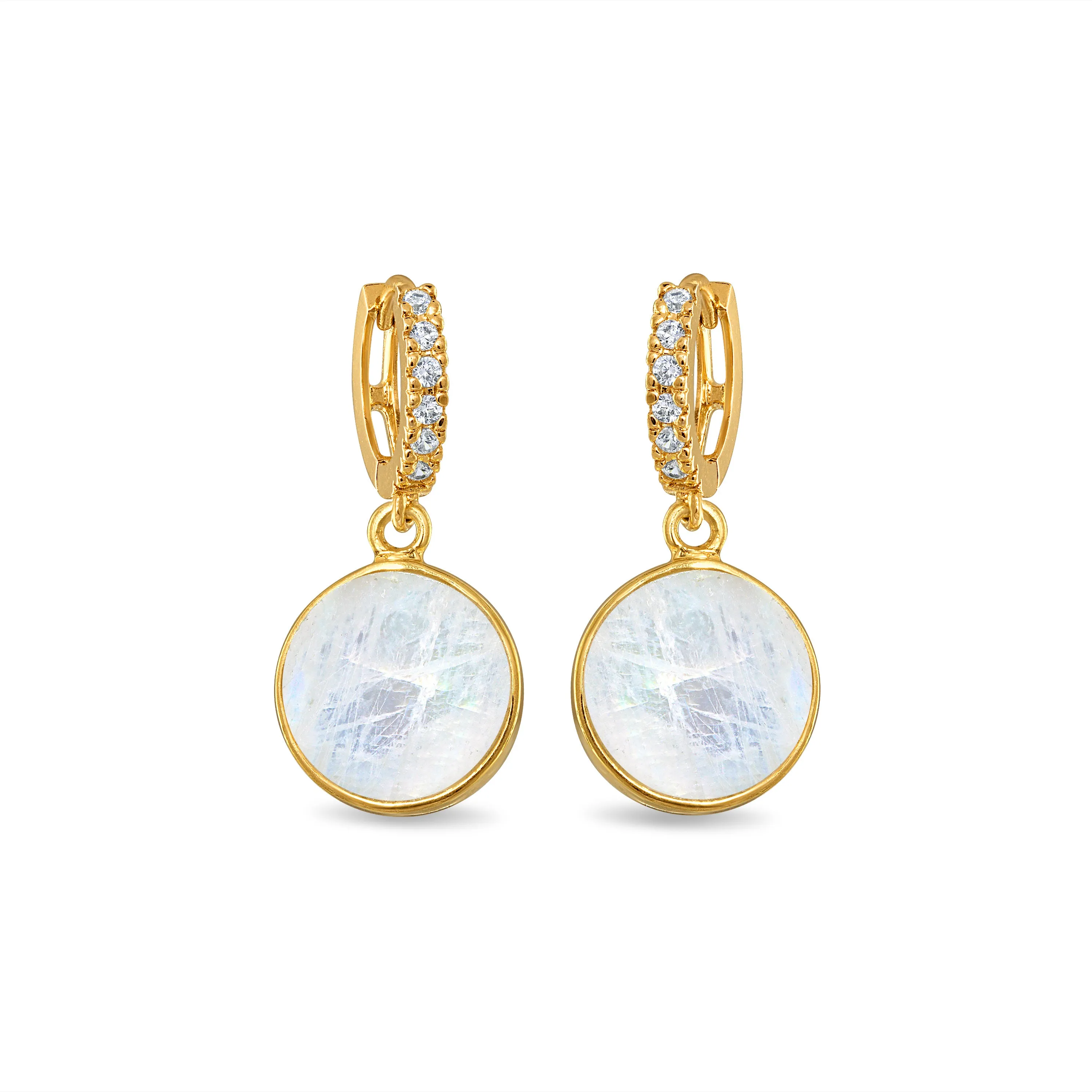 New! Coin Huggies - Rainbow Moonstone sold by Amelia Rose Design