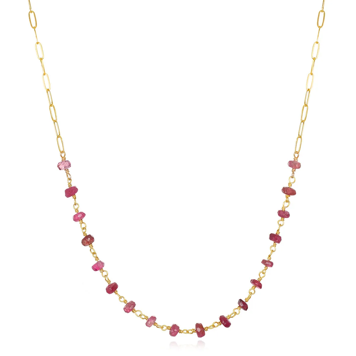 New! Paperclip Necklace - Pink Tourmaline sold by Amelia Rose Design