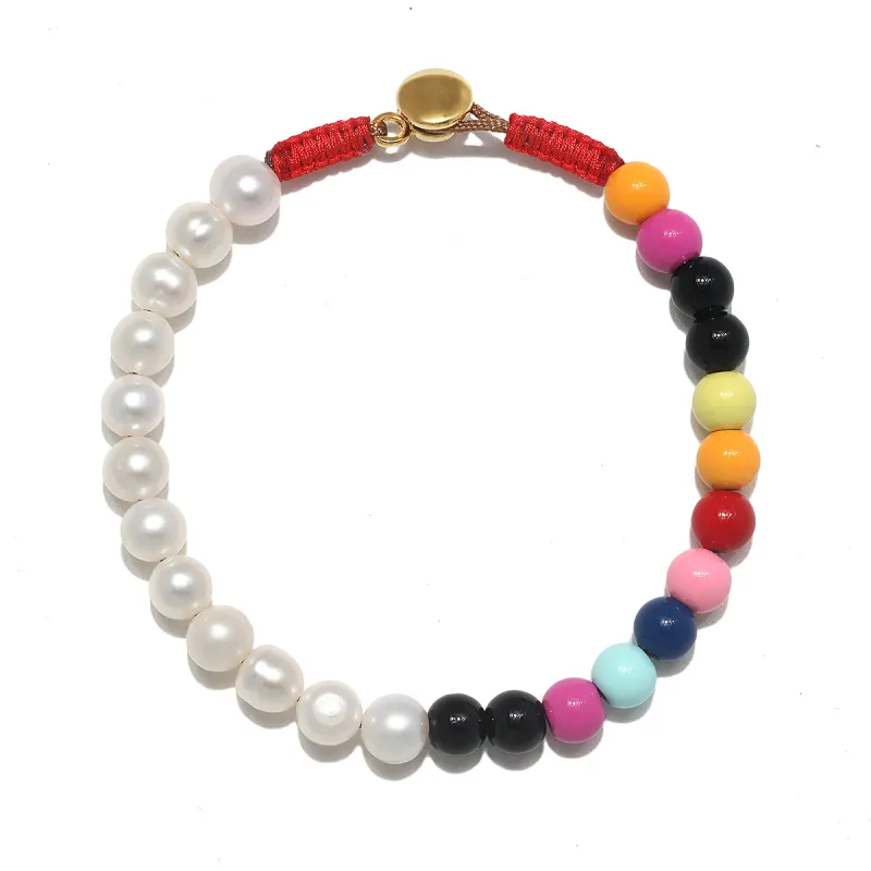 Freshwater Pearl & Enamel Beaded Bracelet sold by Amelia Rose Design