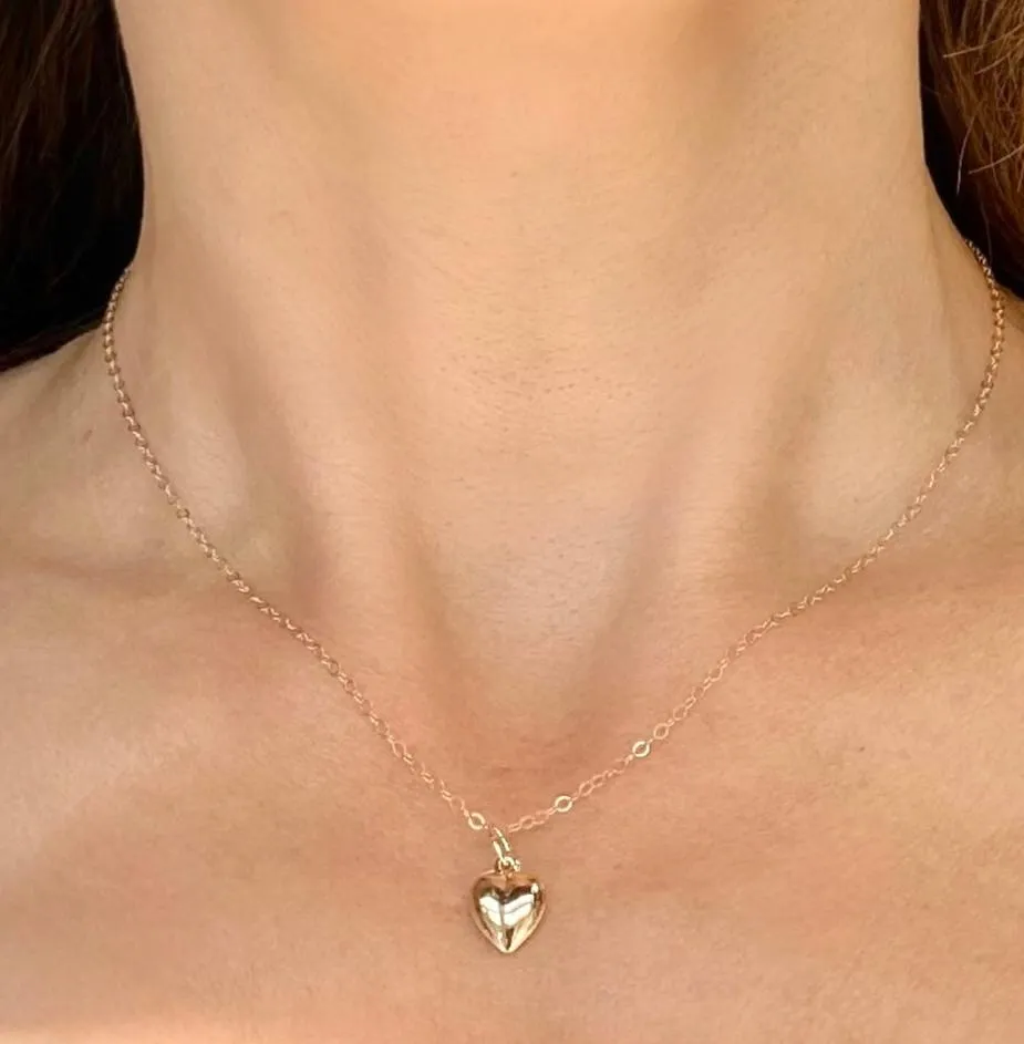 New! 14k Gold Puffed Heart Necklace sold by Amelia Rose Design product image thumbnail 2
