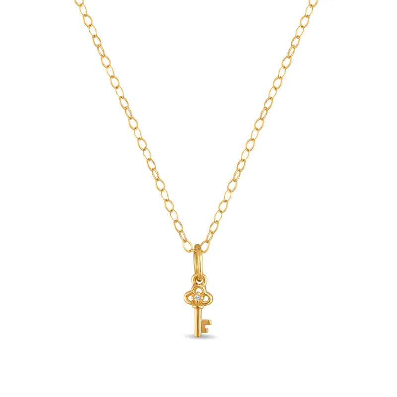 New!  14k Gold Diamond Key Necklace sold by Amelia Rose Design