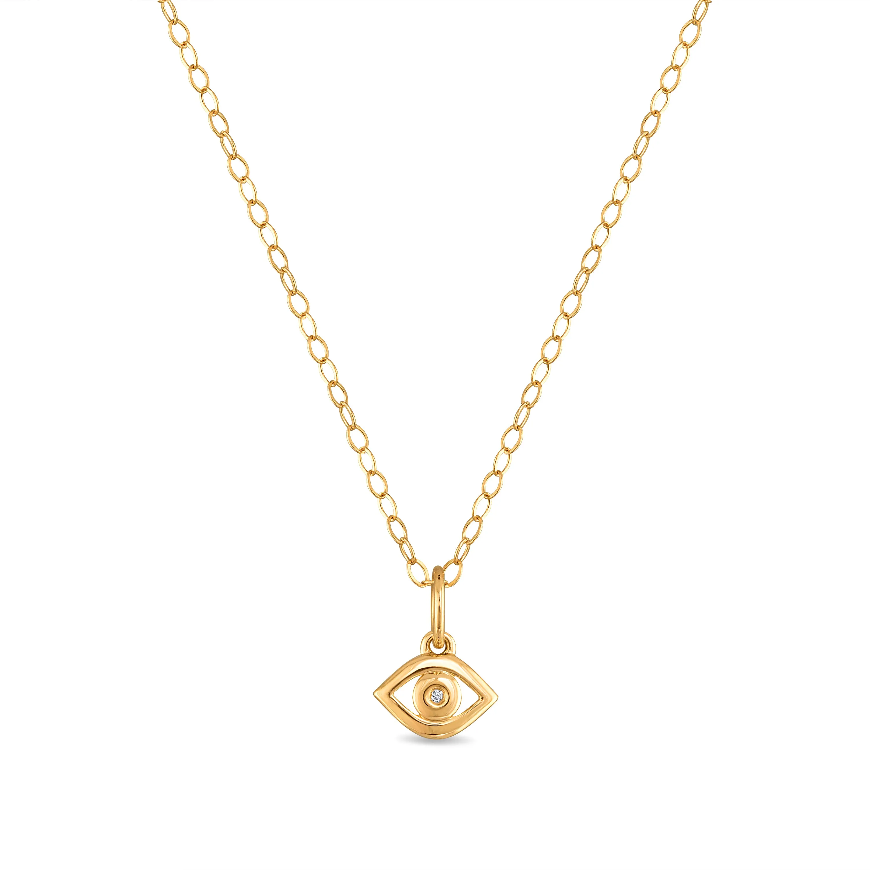 New! 14k Gold Diamond Evil Eye Necklace sold by Amelia Rose Design
