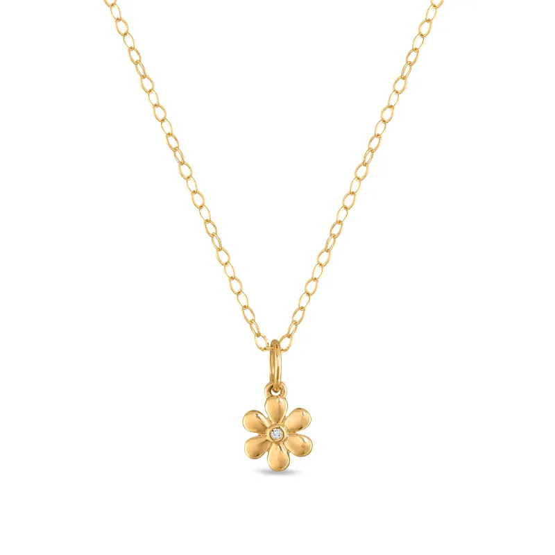 New! 14k Gold Diamond Daisy Necklace sold by Amelia Rose Design