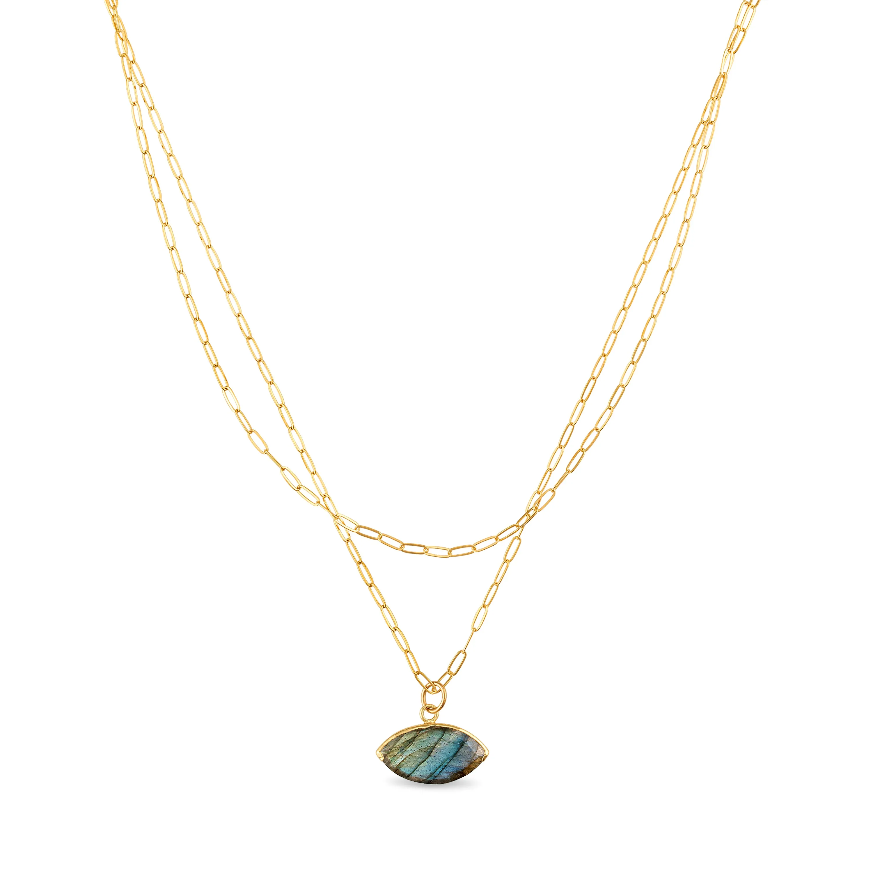 Layered Labradorite Evil Eye Necklace sold by Amelia Rose Design