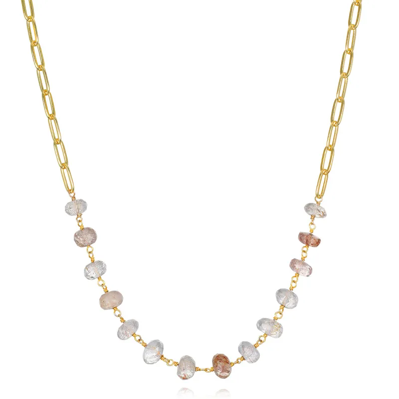 New! Statement Paperclip Beaded Necklace - Copper Rutilated Quartz sold by Amelia Rose Design