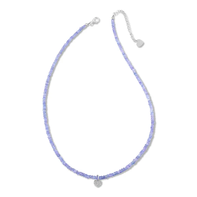 New! Diamond Heart Gemstone Necklace - Tanzanite sold by Amelia Rose Design