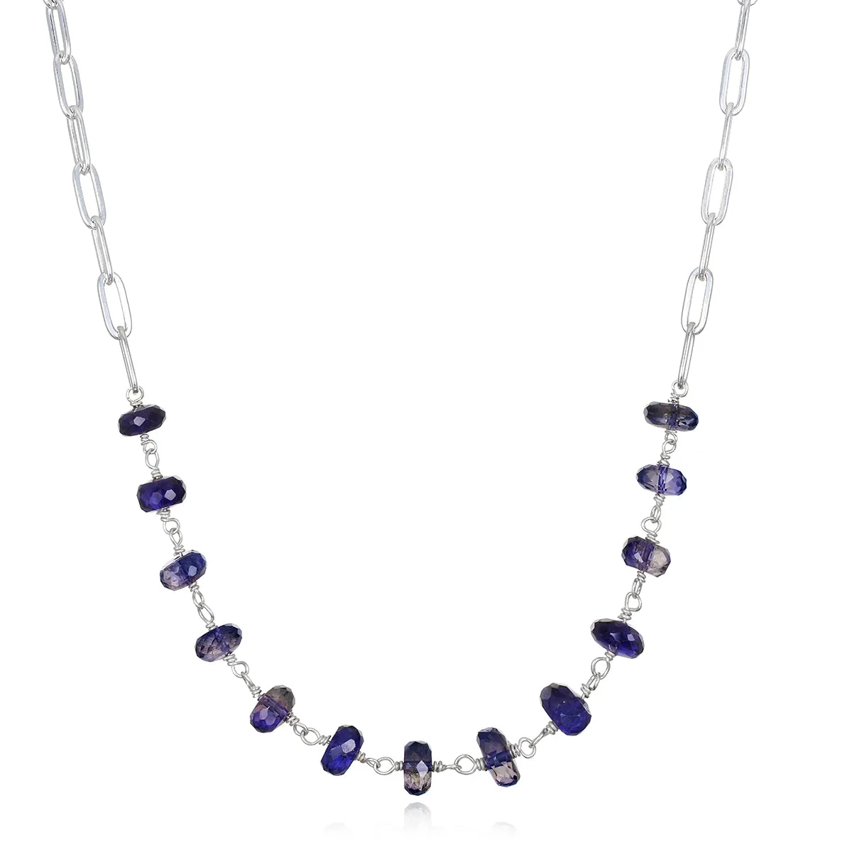 New! Statement Paperclip Beaded Necklace - Iolite sold by Amelia Rose Design