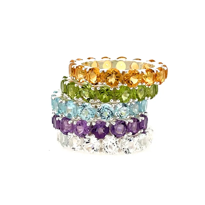 Gemstone Eternity Rings-Silver sold by Amelia Rose Design