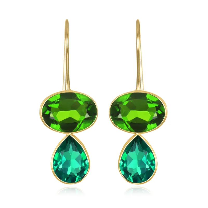 Valencia Teardrop Earring- Lime & Aqua Gold sold by Amelia Rose Design