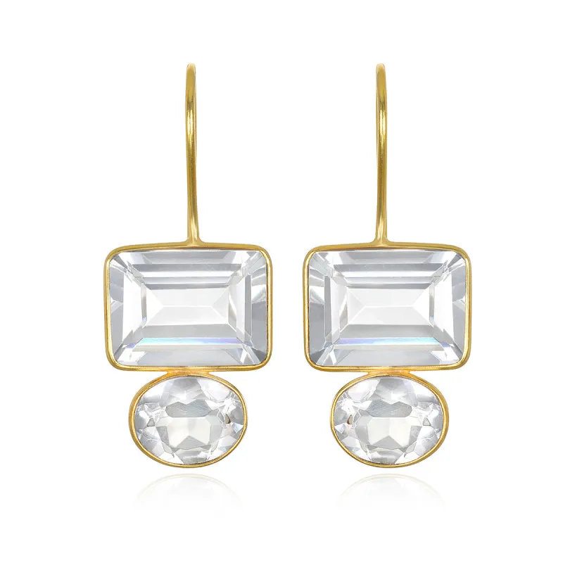 Valencia Earring-Clear Gold sold by Amelia Rose Design