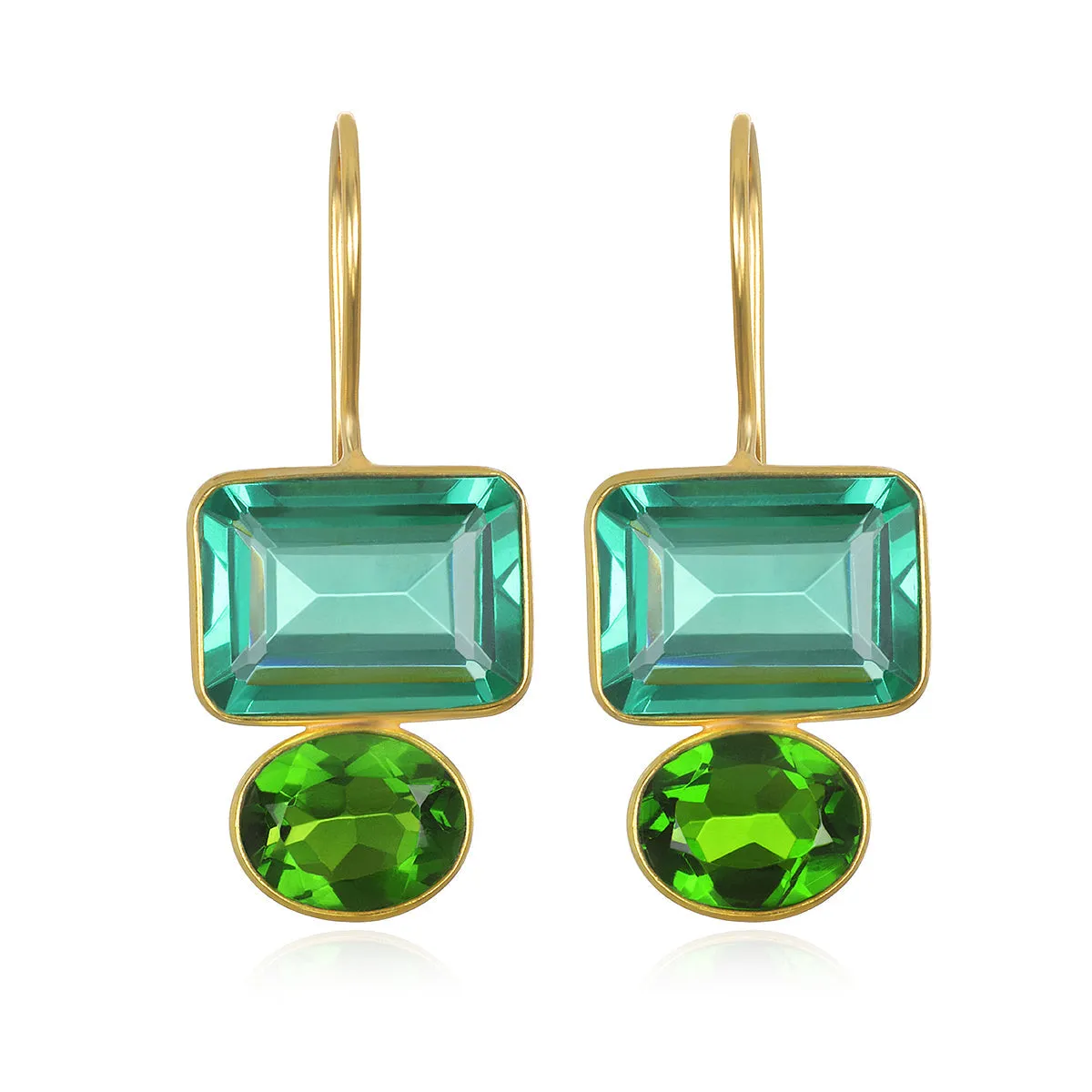 Valencia Earring-Aqua & Lime Gold sold by Amelia Rose Design