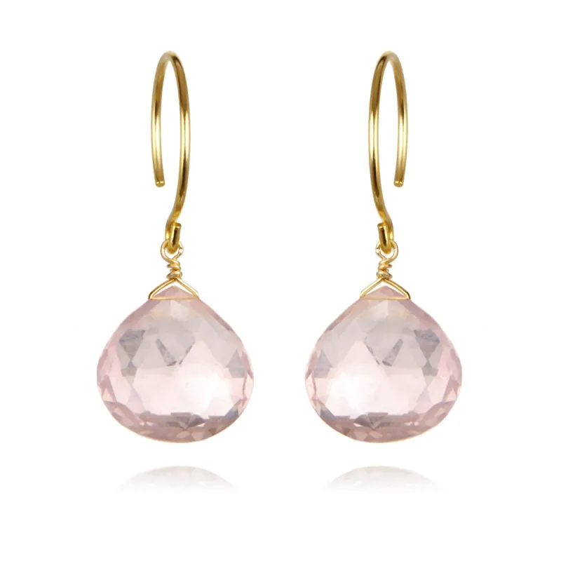 Catherine Earring-Rose Quartz sold by Amelia Rose Design