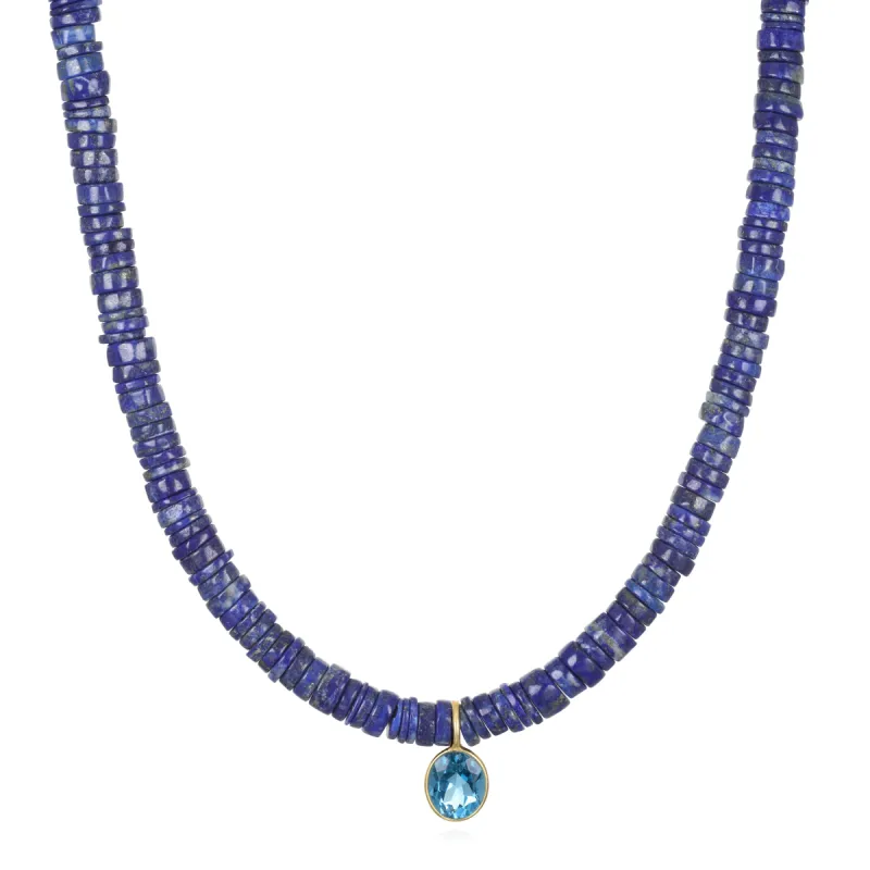 Wheel Necklace-Lapis & London Blue Topaz sold by Amelia Rose Design