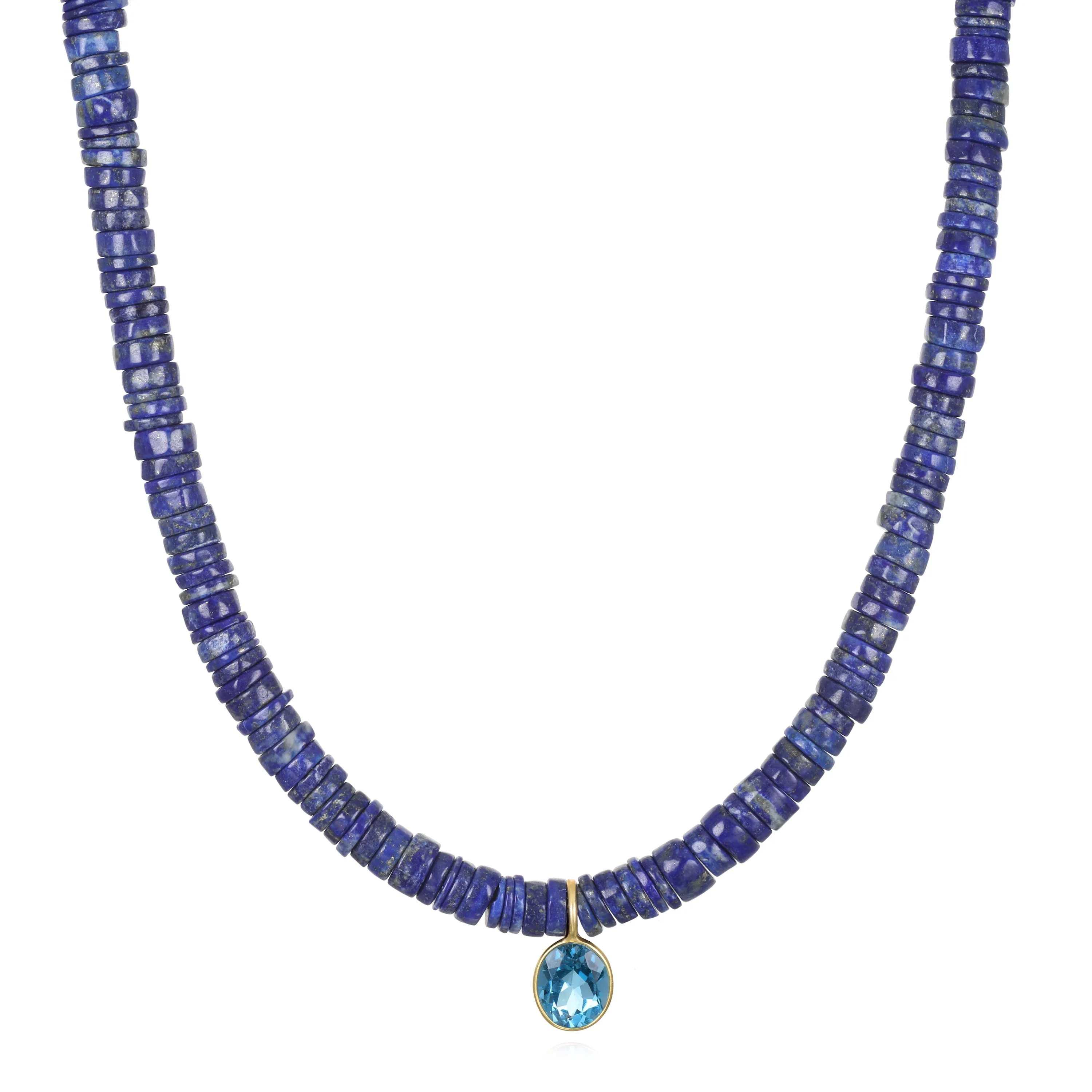 Wheel Necklace-Lapis & London Blue Topaz sold by Amelia Rose Design