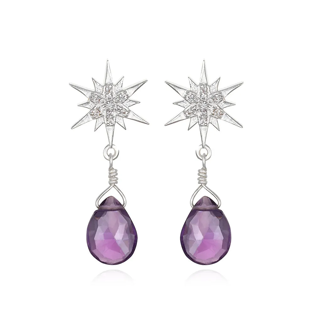 Gemstone Starburst Post Earrings - Amethyst sold by Amelia Rose Design