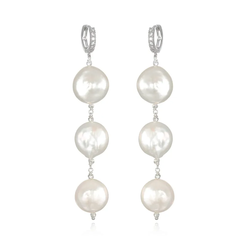 New!  Freshwater Pearl Coin Sparkle Huggies sold by Amelia Rose Design