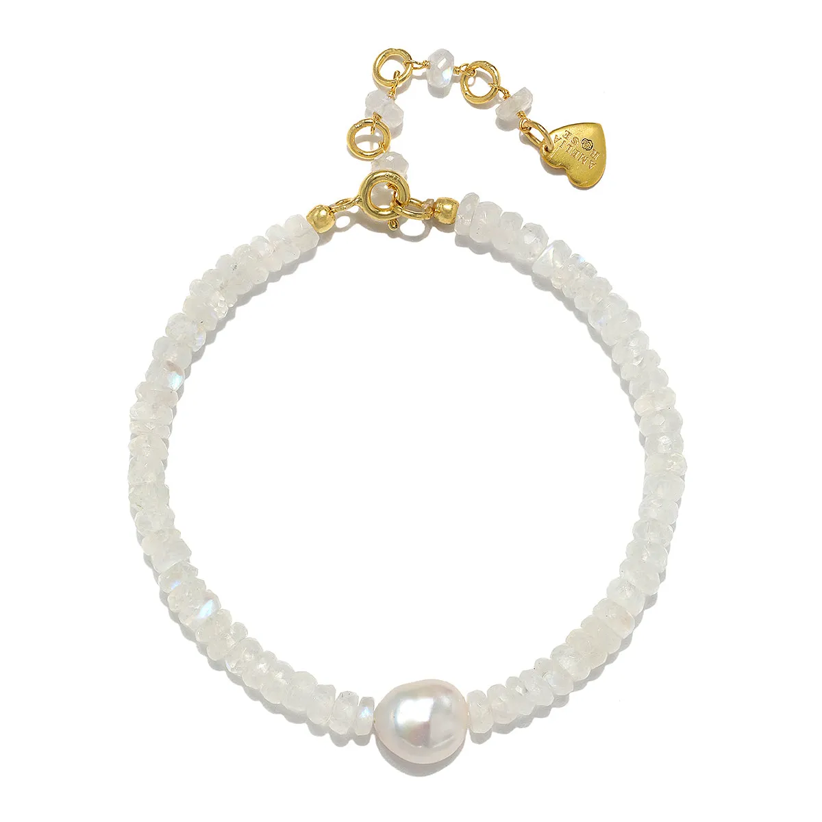 Rainbow Moonstone and Baroque Pearl Bracelet sold by Amelia Rose Design product image thumbnail 2