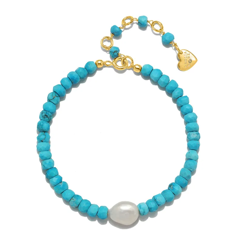 Turquoise and Baroque Pearl Bracelet sold by Amelia Rose Design