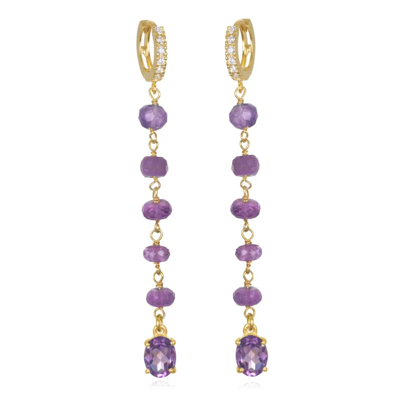 Huggie Gemstone Earring - Amethyst sold by Amelia Rose Design