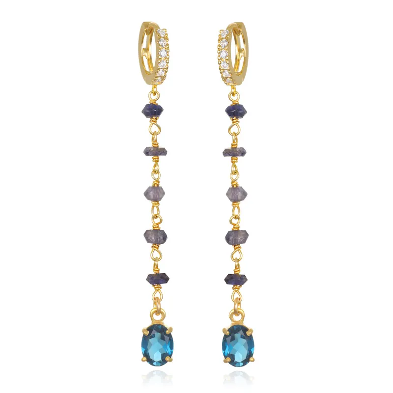 Huggie Gemstone Earring - Iolite sold by Amelia Rose Design