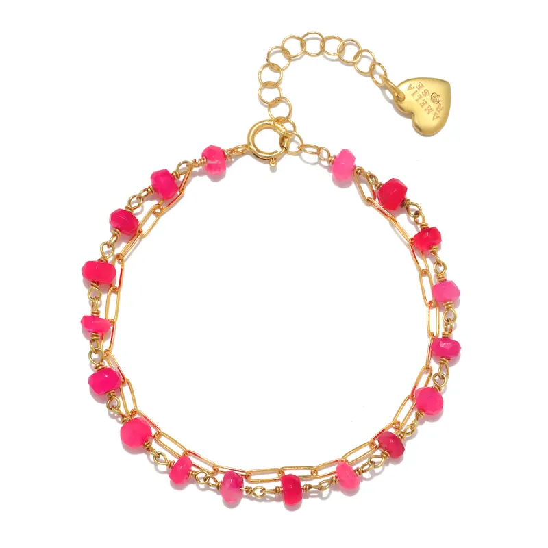 Layered Gemstone Bracelet - Pink Chalcedony sold by Amelia Rose Design