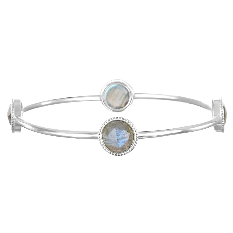 Labradorite Daphne Bangle Silver sold by Amelia Rose Design