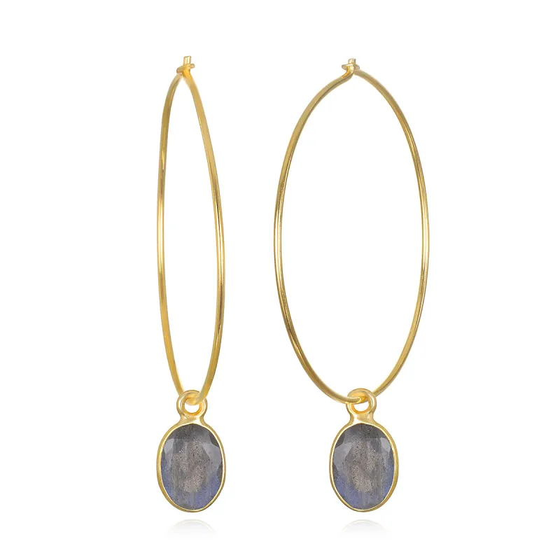 Gemdrop Hoop Earrings -Labradorite sold by Amelia Rose Design