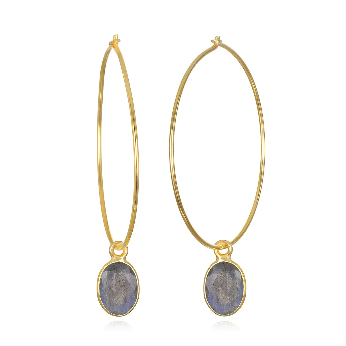 Gemdrop Hoop Earrings -Labradorite sold by Amelia Rose Design