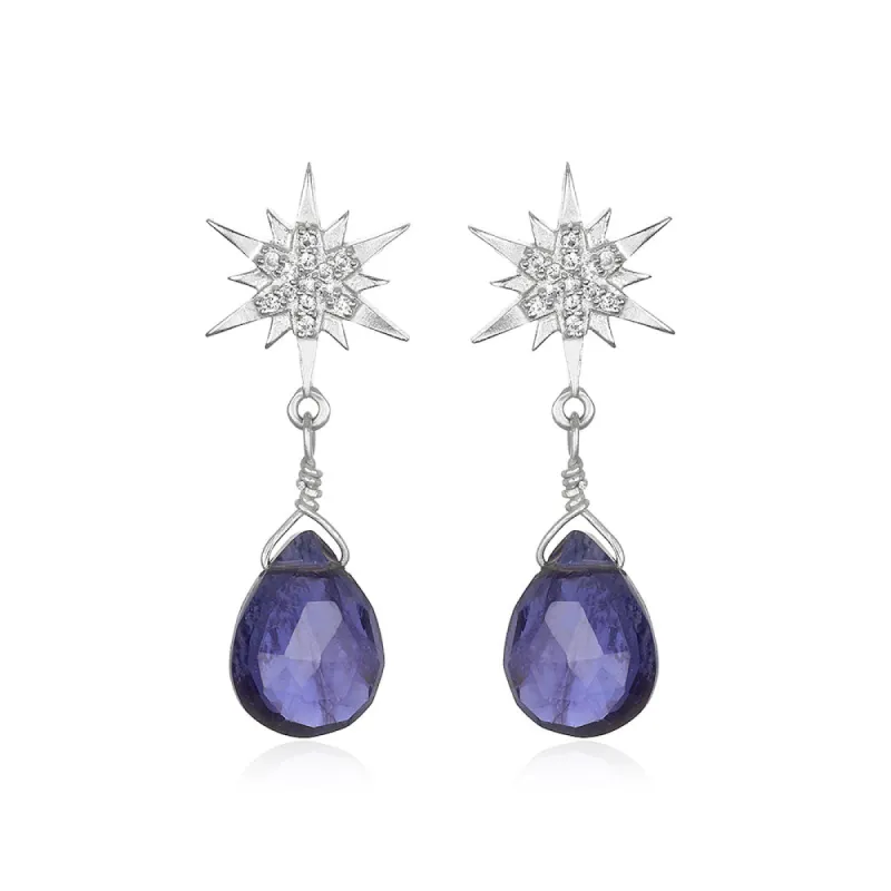 Gemstone Starburst Post Earrings - Iolite sold by Amelia Rose Design
