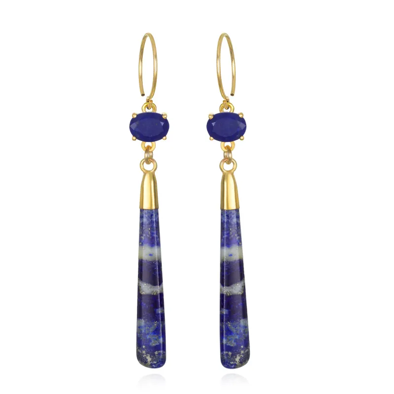 Gem Drop Earring-Iolite & Lapis sold by Amelia Rose Design