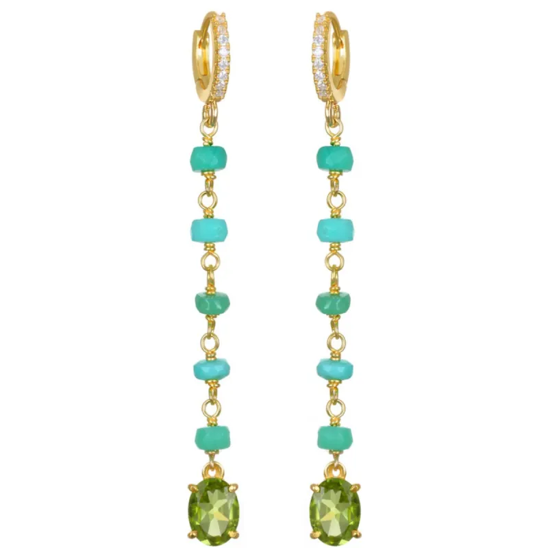 Gemstone Huggie Drop Earrings - Peridot sold by Amelia Rose Design