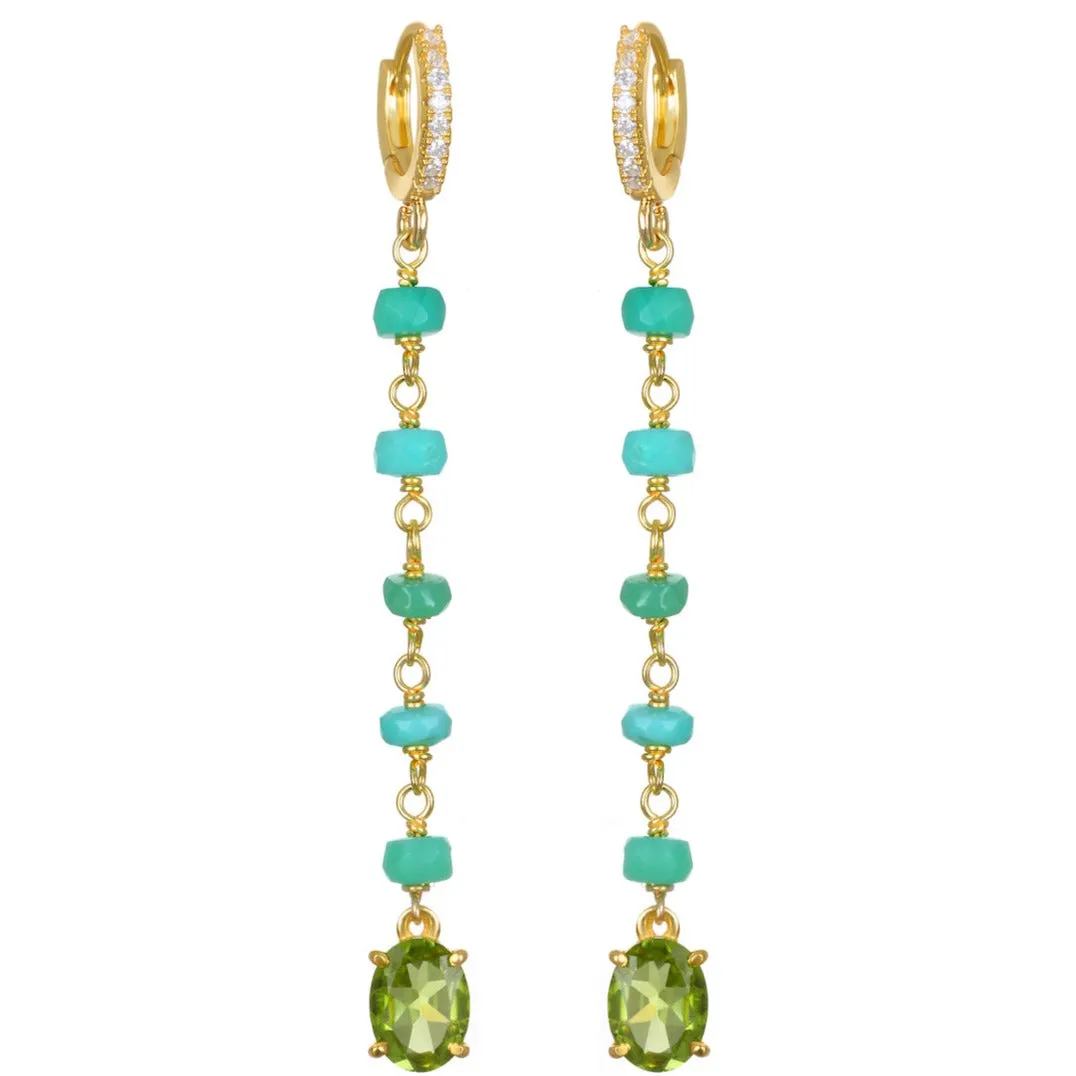 Gemstone Huggie Drop Earrings - Peridot sold by Amelia Rose Design