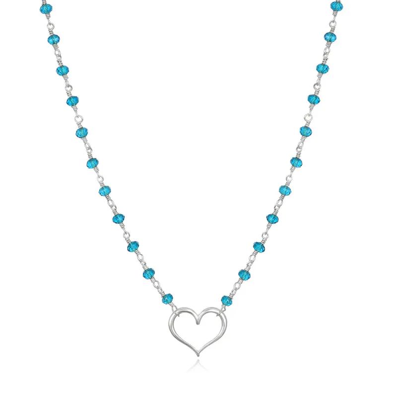 Gemstone Heart Necklace-Blue Apatite sold by Amelia Rose Design