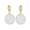 Coin Huggie Earrings - Rainbow Moonstone sold by Amelia Rose Design