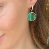 Coin Huggie Earrings - Rainbow Moonstone sold by Amelia Rose Design