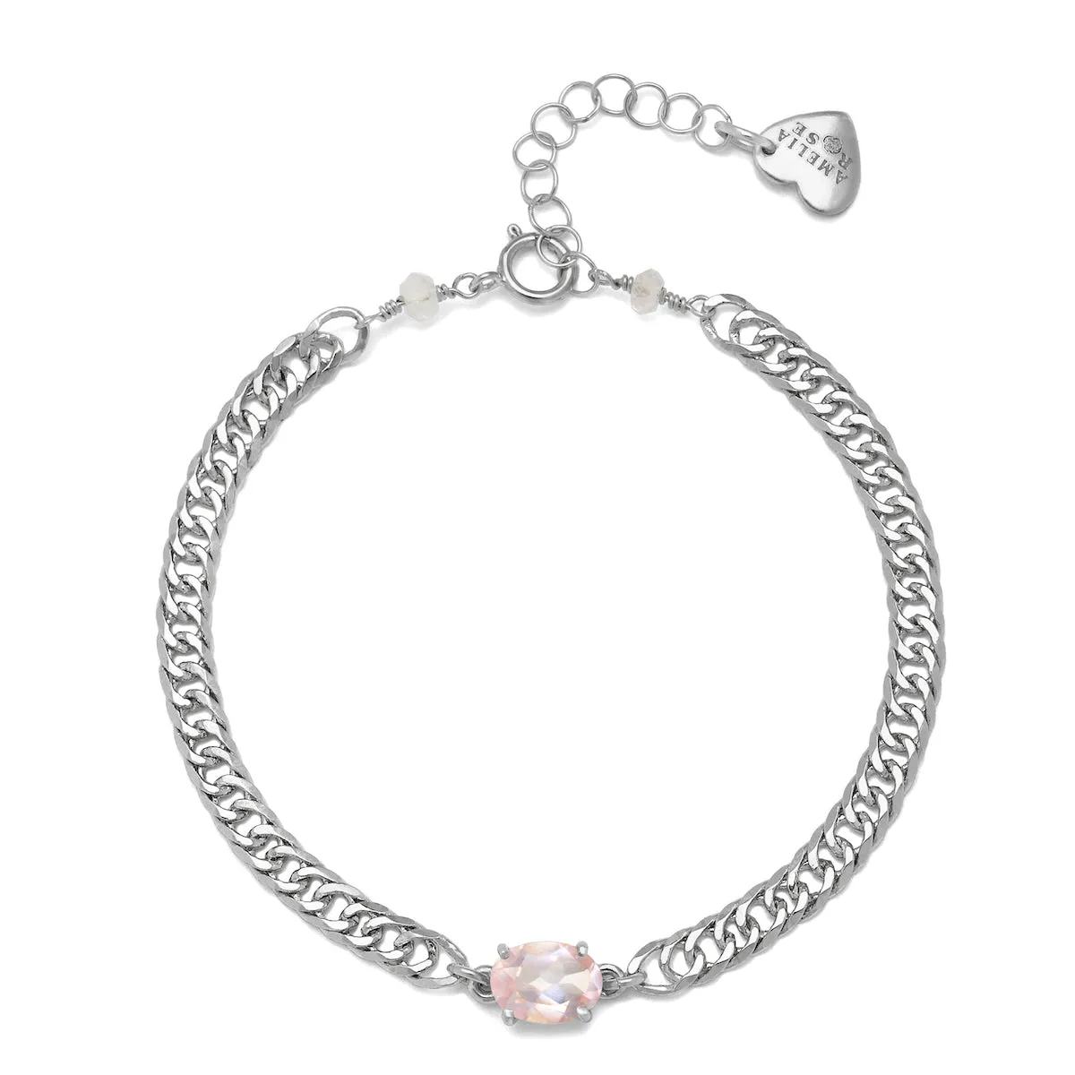 Curb Chain Gemstone Bracelet - Rose Quartz sold by Amelia Rose Design product image thumbnail 2